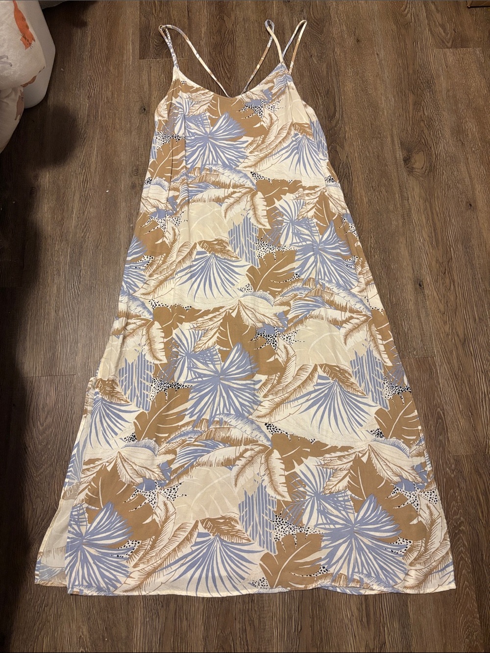 aerie brown and blue flowy dress
